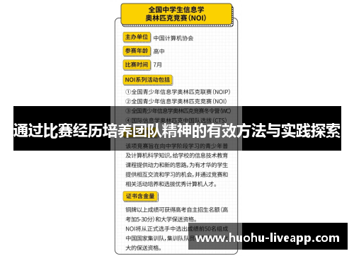 通过比赛经历培养团队精神的有效方法与实践探索